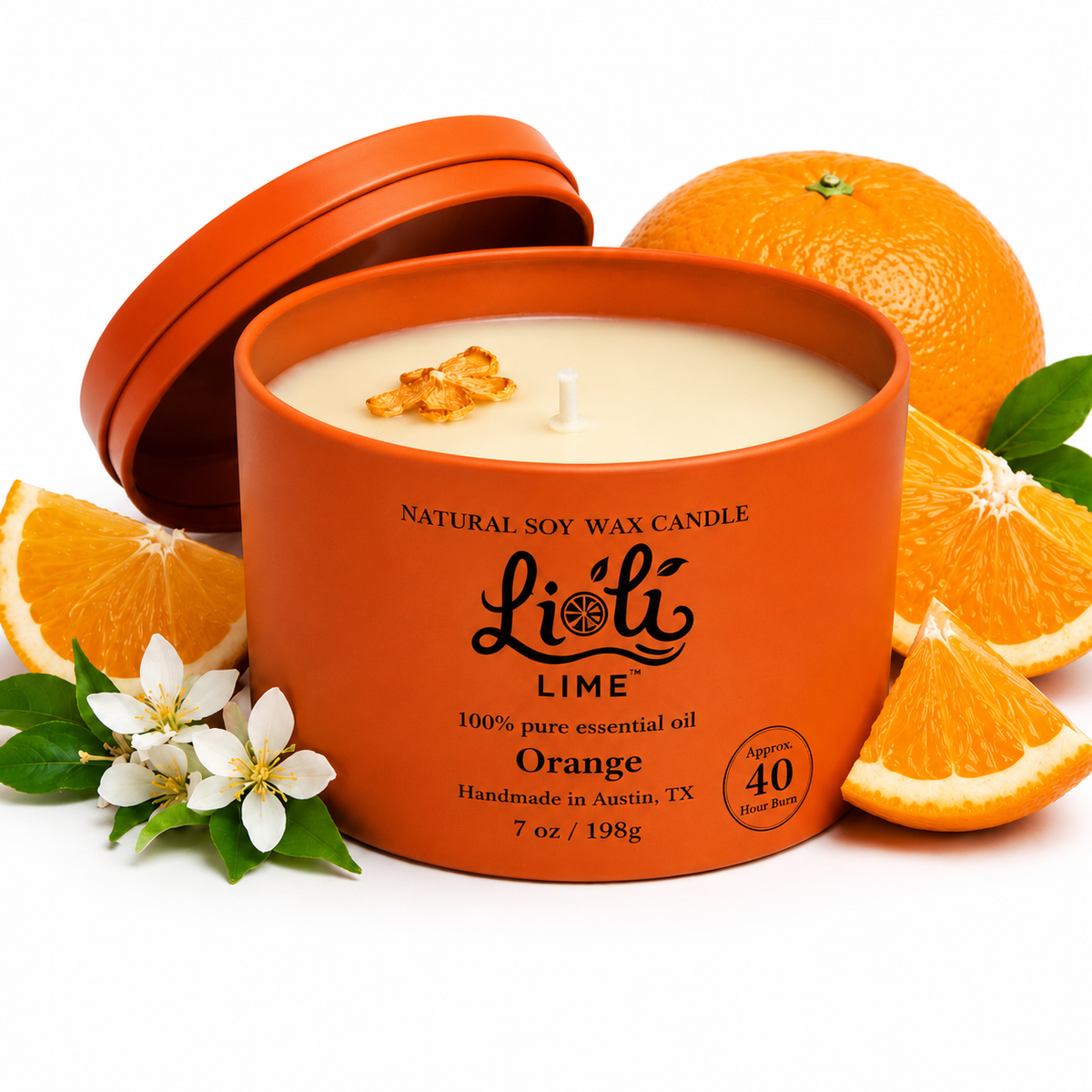 Soy Wax Natural Candle Orange 7 oz