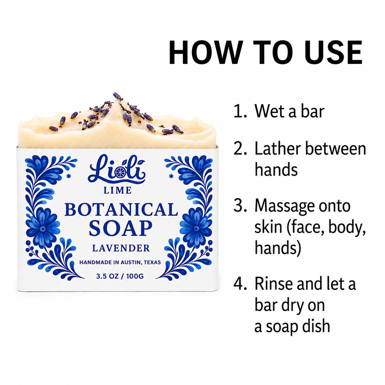 Lavender scented Handmade Botanical Soap Bar (1 bar - 3.5oz)