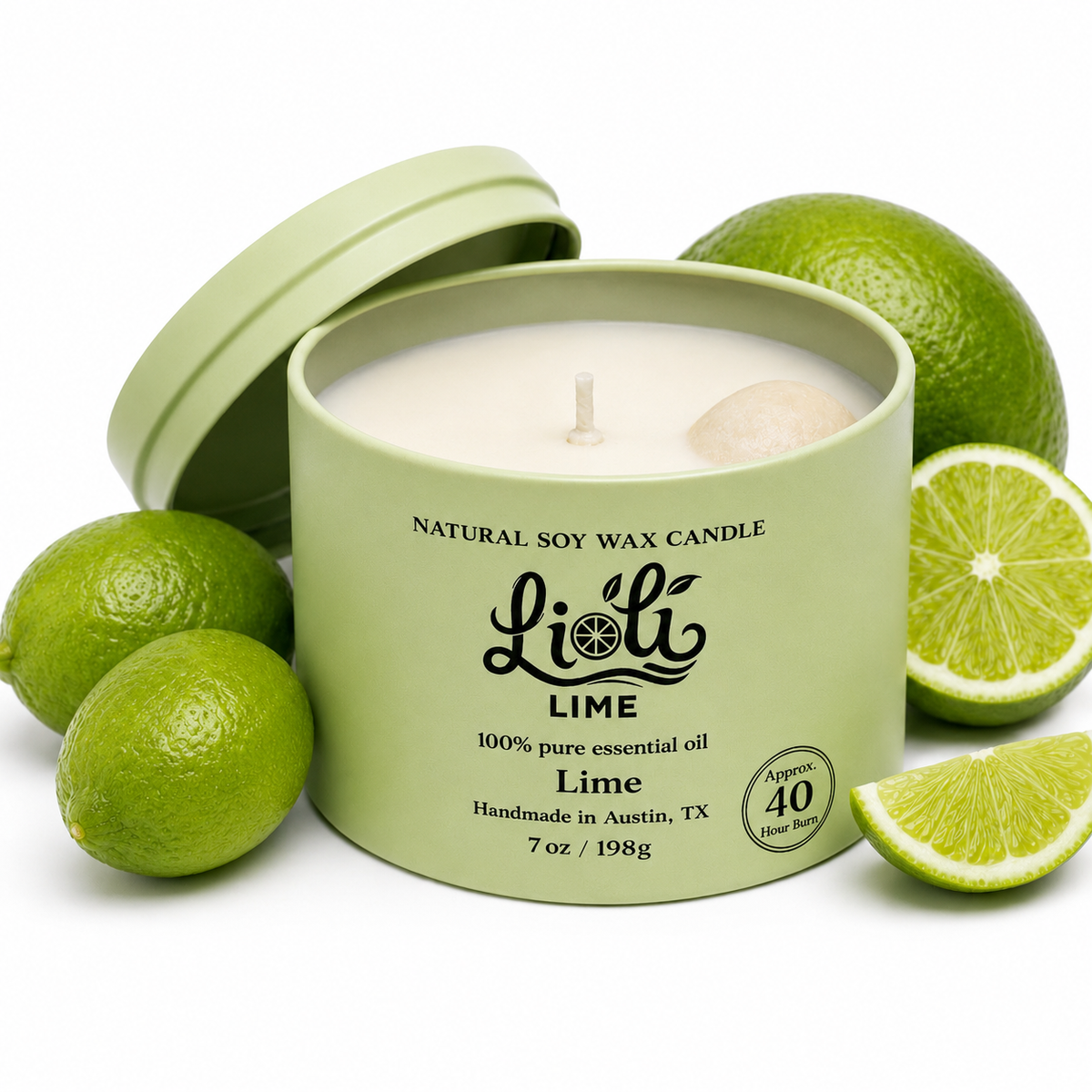 Lime 100% Soy Wax Natural Candle 7 oz