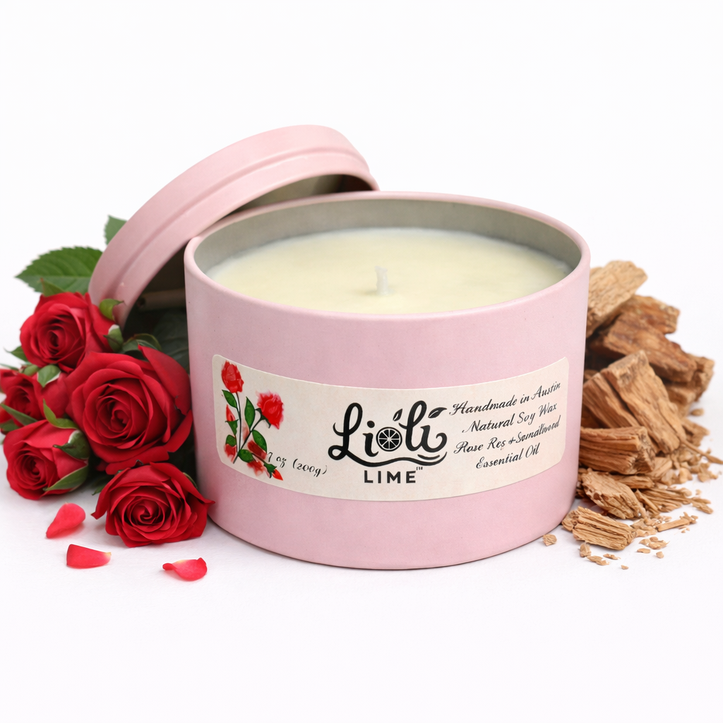 Rose and Sandalwood 100% Soy Wax Natural Candle 7 oz