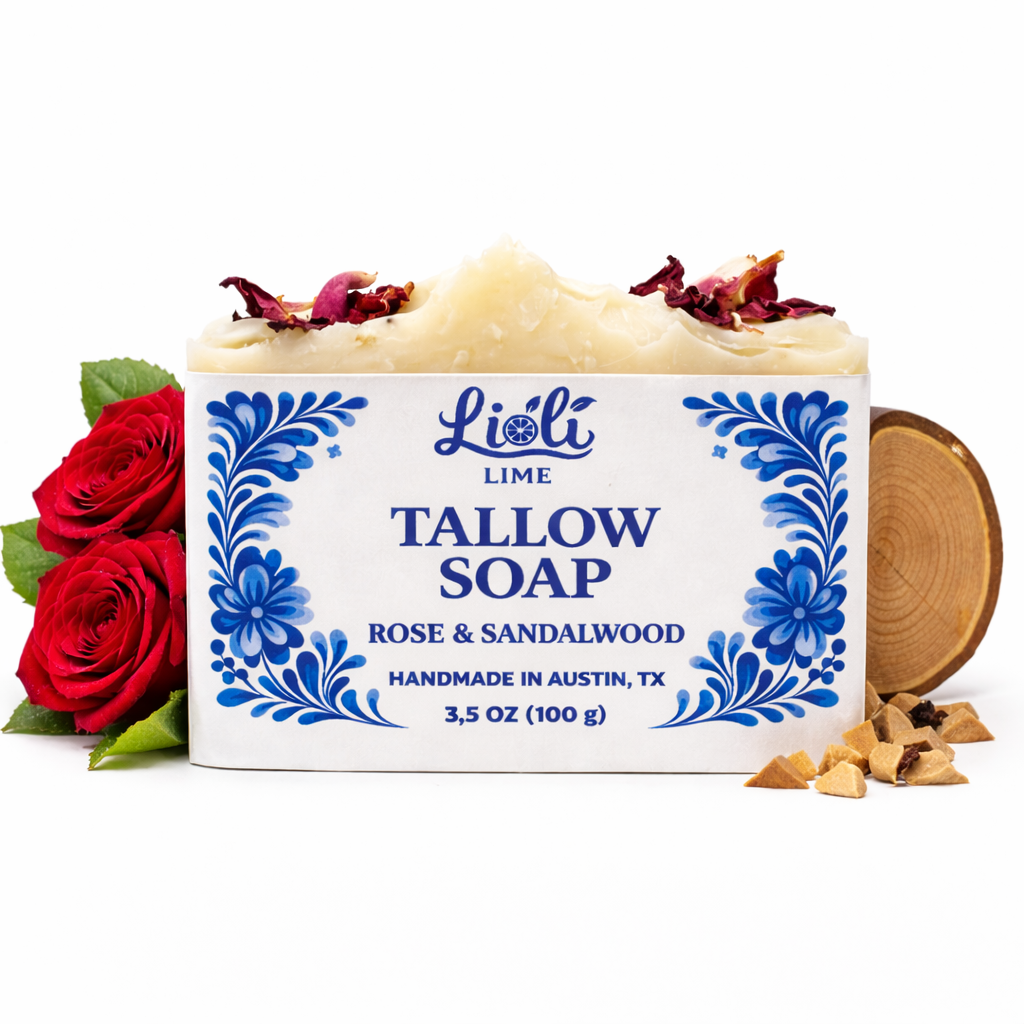 Rose & Sandalwood scented Luxury Handmade Beef Tallow Soap Bar (1 bar - 3.5oz)