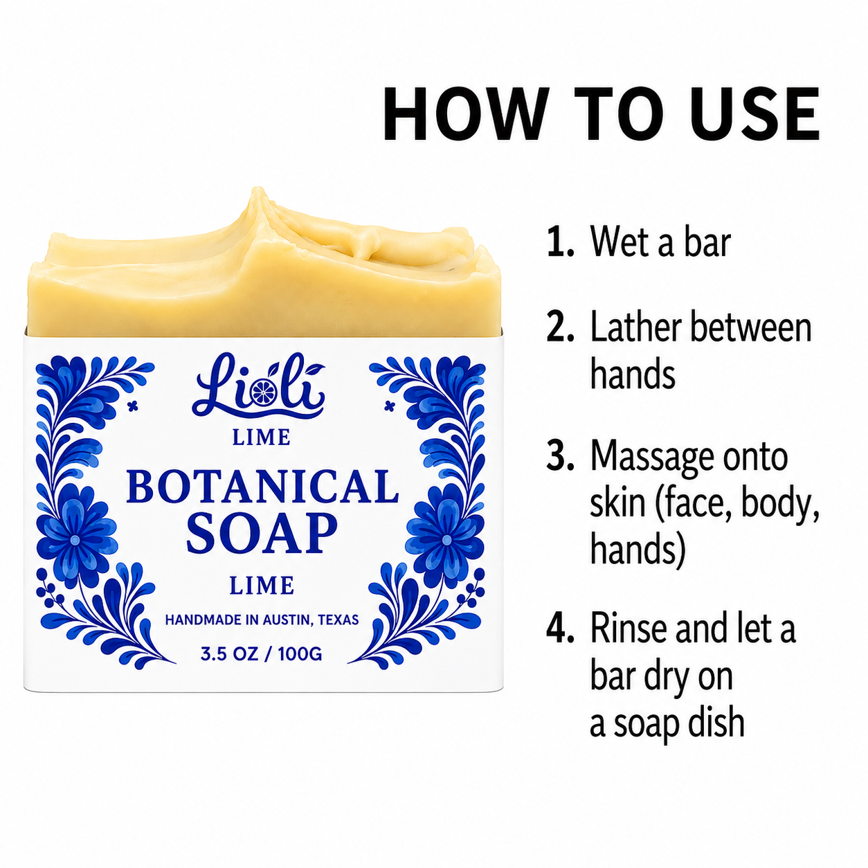Lime scented Handmade Botanical Soap Bar (1 bar - 3.5oz)