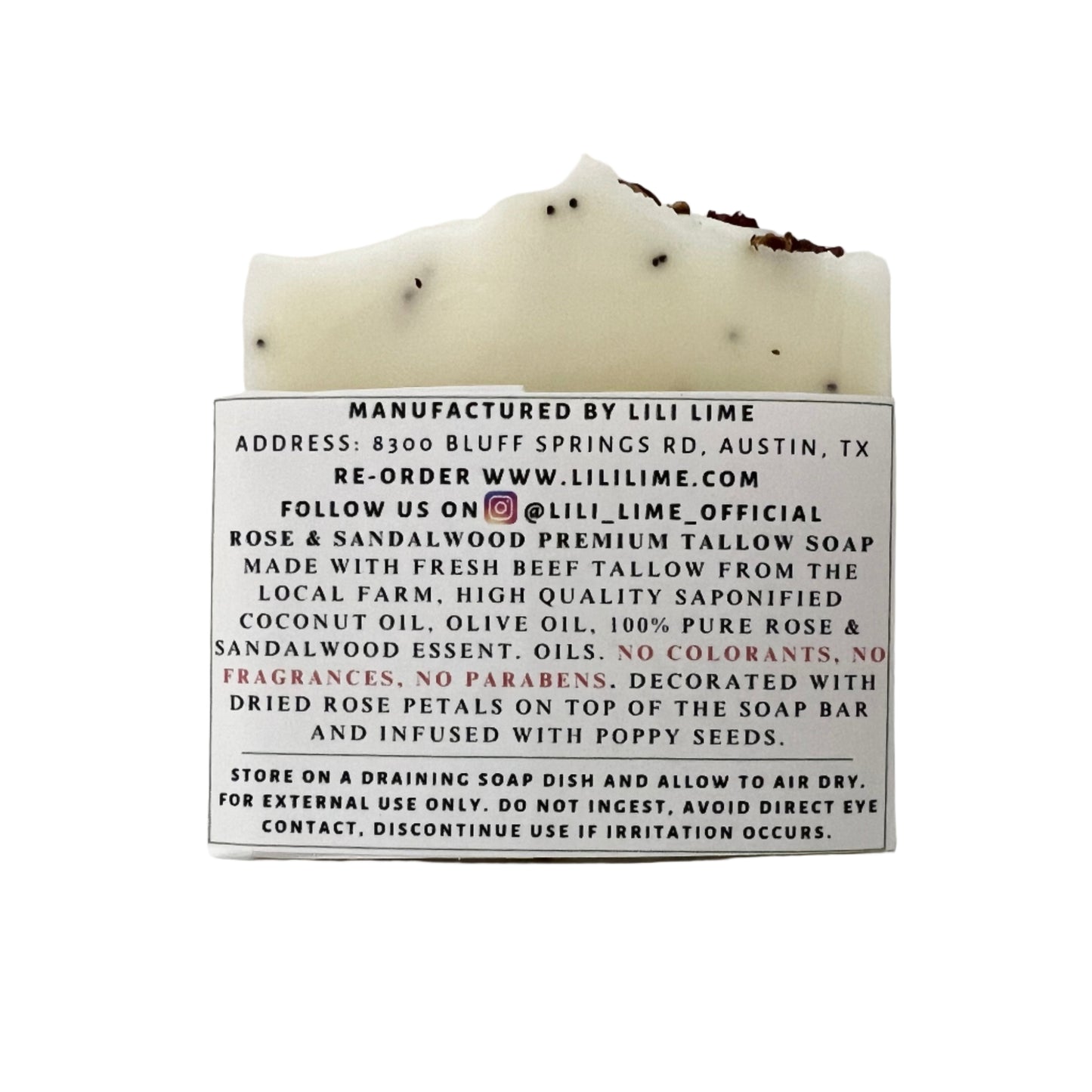 Rose & Sandalwood scented Luxury Handmade Beef Tallow Soap Bar