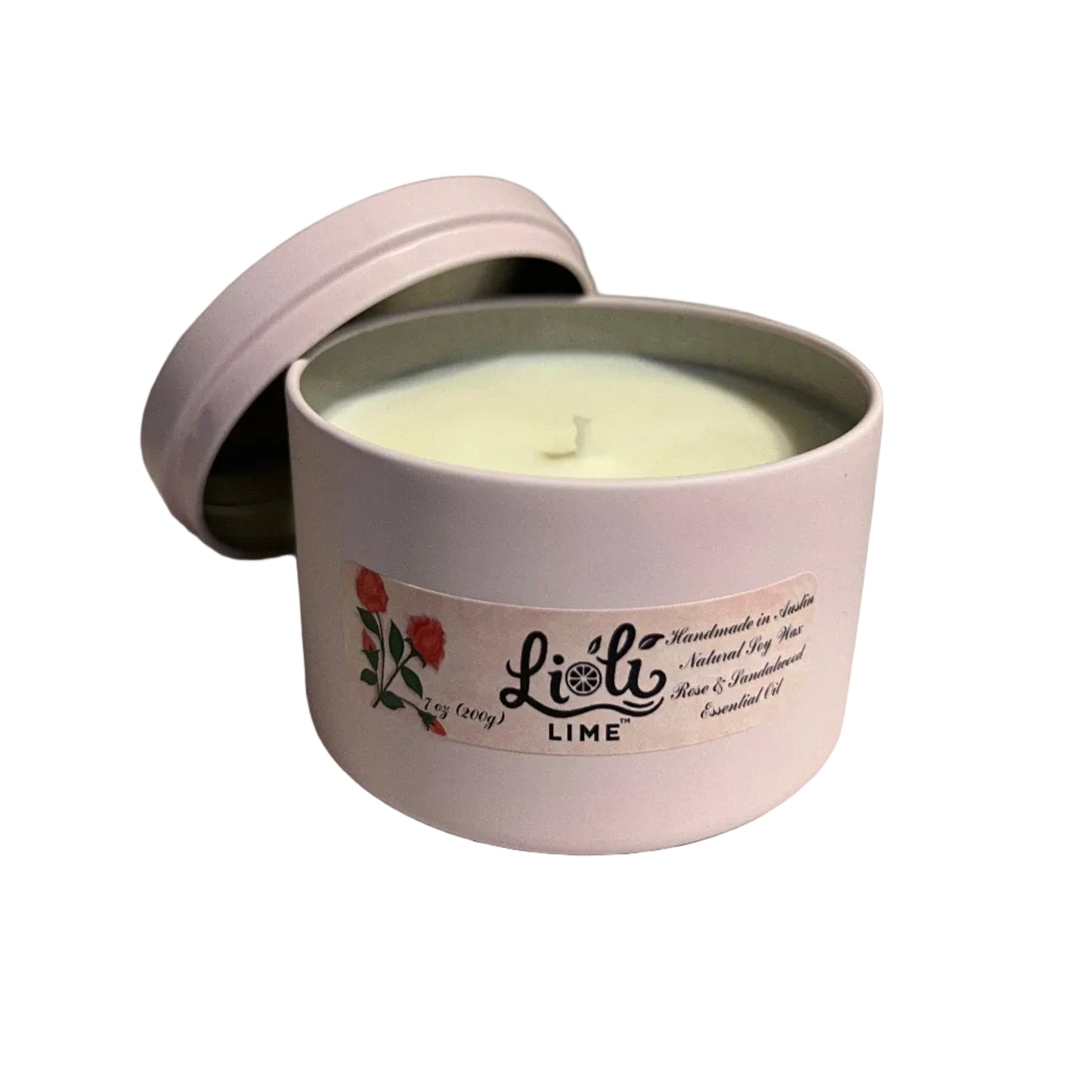 Rose and Sandalwood 100% Soy Wax Natural Candle 7 oz