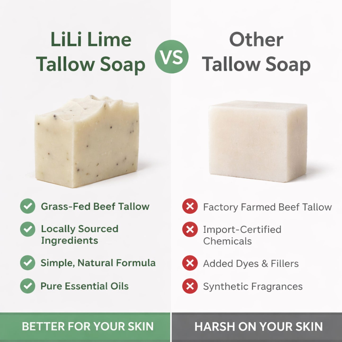 Lime scented Luxury Handmade Beef Tallow Soap (1 bar - 3.5oz)