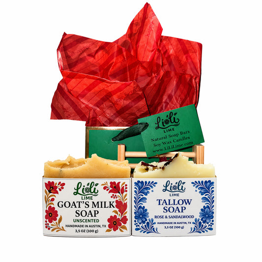 Gift set 2 soaps of your choice + soap dish + gift packaging