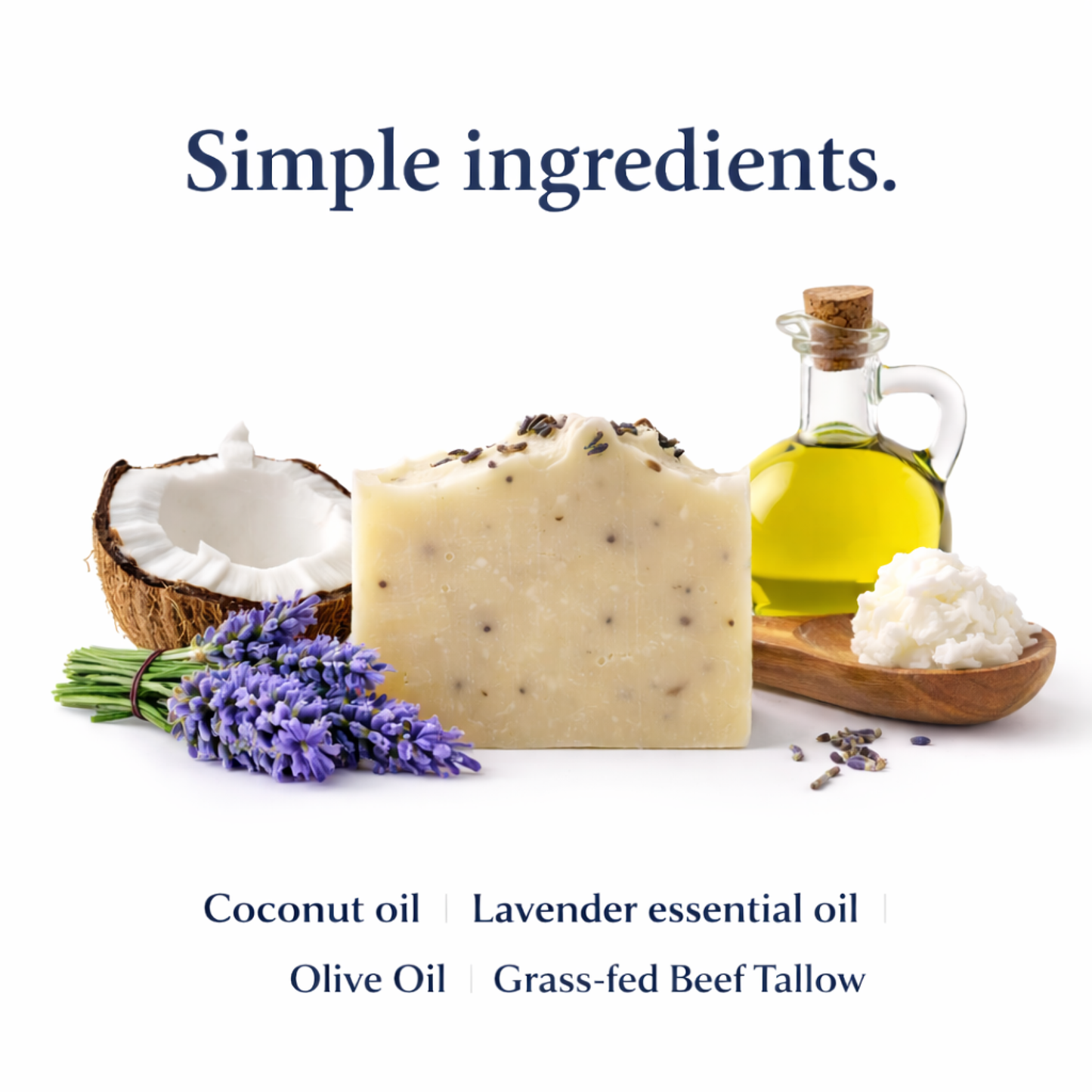 Lavender scented Luxury Handmade Beef Tallow Soap Bar (1 bar - 3.5oz)