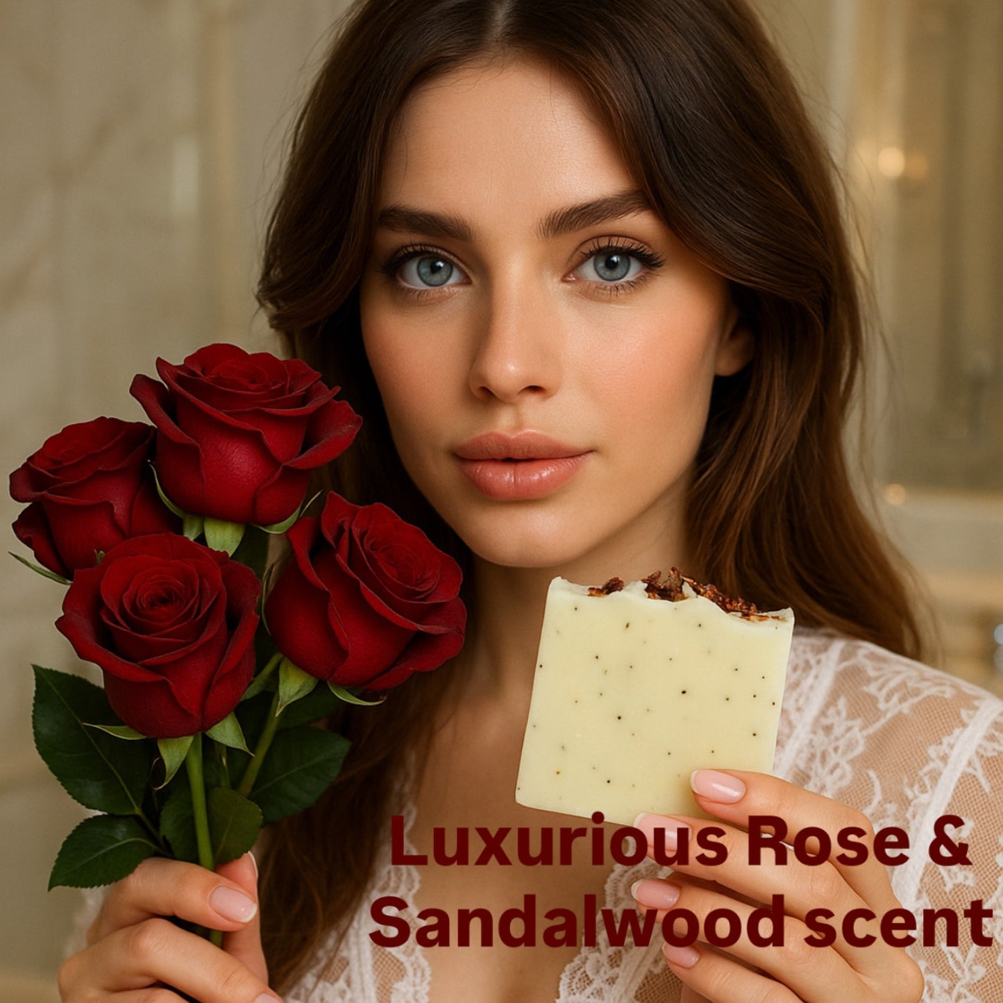 Rose & Sandalwood scented Luxury Handmade Beef Tallow Soap Bar (1 bar - 3.5oz)